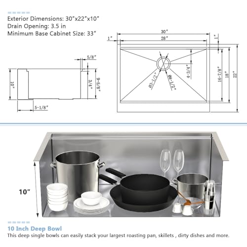VASOYO 30 Inch Farmhouse Sink Stainless Steel Farm Sink Kitchen Workstation by VASOYO - Used condition - Image 7