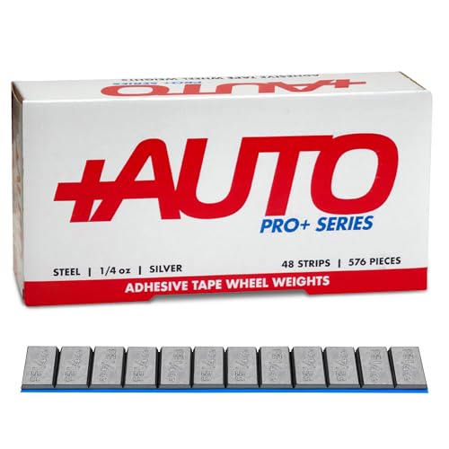 +AUTO 1/4oz, 0.25oz, Steel, Adhesive Stick on Wheel Weights, EZPeel Tape Weights, Cars, Trucks, SUVs, Motorcycle, Low Profile, Rim Contoured, OE Certified, U.S.A. Professional Grade, 576pcs (Silver)