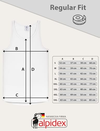 ALPIDEX 5 Sztuk Mężczyźni Tank Top Męski Podkoszulek 100% Bawełna Klasyczny Koszulka pod Pachami Mięśniowa Undershirt, Rozmiar:XXL, Kolor:biały