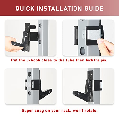 Syl Fitness J-Hooks For 2X2" Power Rack With 1/2" Or 5/8" Hole, Barbell Holder/Squat Rack Accessories J Cups #TOP2