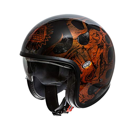 Casque Premier Le Petit Classic BD orange et noir taille S pour moto