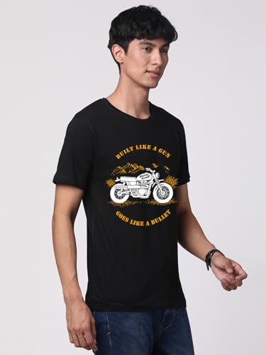 Image of ADRO Men's Royal Bike Design Printed 100% Cotton T-Shirt - Regular Fit, Printed T-Shirts for Men