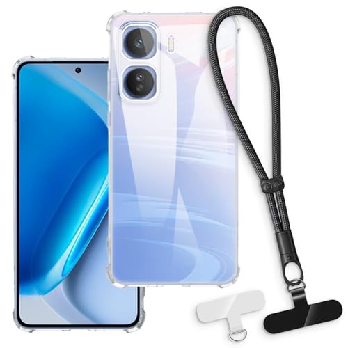 OAGELIM 2-in-1�ی�P�[�X�ƃ��X�g�X�g���b�v Vivo iQOO Neo 11 5G China V2520A �Ƃ̌݊������� ���O���\�ȃ��j���[�h�t���d�b�J�o�[�A����~�ߕ����h�~�O���b�v�n���h�� (�N���A + �u���b�N)