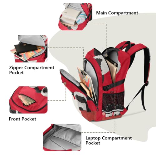 Mochilas para laptop Crazy Farm con estampado de ovejas rojas y blancas para el colegio 5