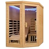 Artsauna Infrarotkabine Kolding - Triplex-Heizsystem Infrarotsauna - 2 Personen - LED-Farblicht, Digitale Steuerung - Hemlock-Holz