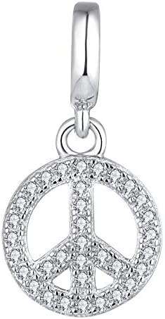 JO WISDOM 925 Sterling Silver Bead Charm with 3A Cubic Zirconia for Pandora Bracelet for Women Girls