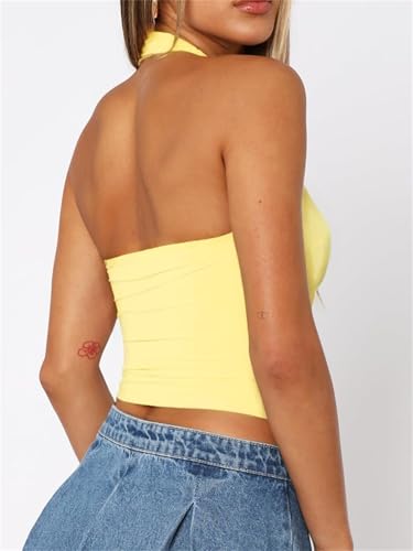 ForeFair Women's Square Neck Backless Ribbed Tank Top - Cropped Y2K Sleeveless Top For Summer - View #3