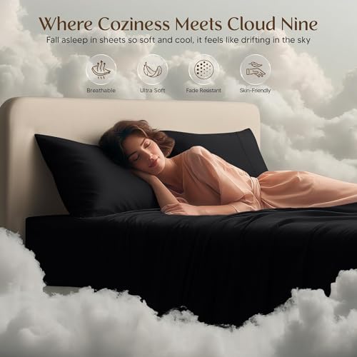 Image of Utopia Bedding Bed Sheet Set - 4 Piece King Bedding - Soft Brushed Microfiber Fabric - Wrinkle, Shrinkage & Fade Resistant - Easy Care (King, Black)