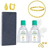 Gold Tester,Gold Tester Set Säure,Gold Prüfgerät,Goldtester Set,Gold Tester Set,mit 2pcs Goldprüfgerät,prüfstein und Handschuhe für 24k Edelmetalle,Zuverlässig und Schnell Testen