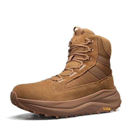 Image of NORTIV 8 Men's Wide Toe Box Work Tactical Boots | Barefoot low drop leather military boots with side zipper for hiking, motorcycle riding and combat Pikes