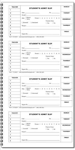Admit Slip Book with Dates 117DN-NCR