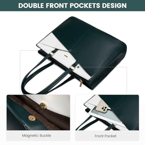 Image of Laptop Tote Bag for Women 15.6 Inch Waterproof Leather Computer Laptop Bag Women Business Office Work Bag Briefcase Large Travel Handbag Shoulder Bag