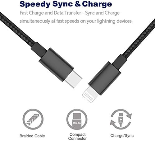 Apple MFi Certified USB C to Lightning Cable Made for iPhone X/XS/XR/XS Max / 8/8 Plus, Supports Power Delivery (for Use with Type C Chargers) 4FT (Black)