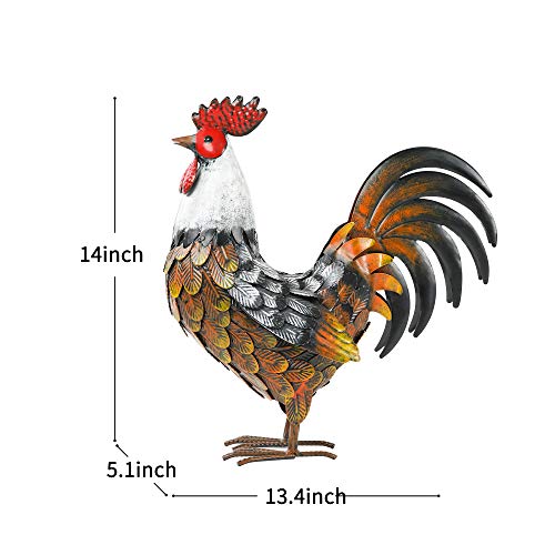 Kircust Garden Rooster Statues & Sculpture, Metal Chicken Animal Yard Art Lawn Ornament Figurines Artwork For Outdoor, Patio,Backyard And Home Kitchen Decoration #TOP3