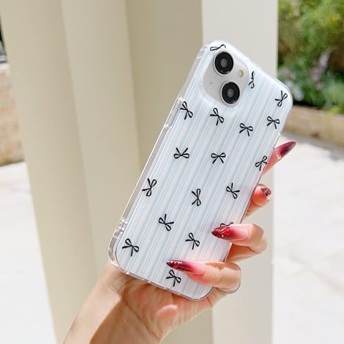 Coque iPhone 15 rayures ciel cadeau idéal avec motif nœud mignon - 4