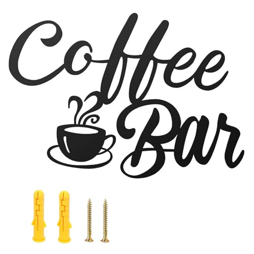 Niyata Metal Coffee Sign 30x22cm with Mug Design for Bar, Kitchen, and Café Decor, Restaurant Wall Display