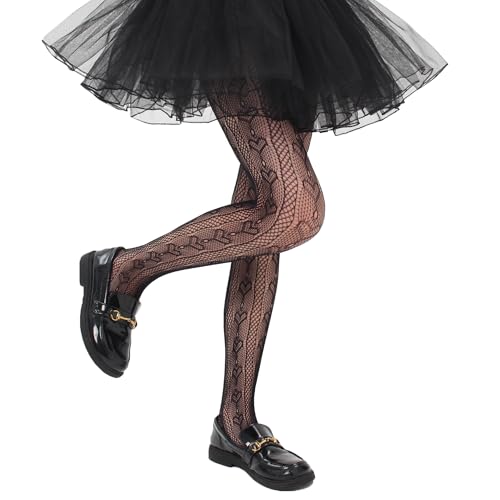 Image of Girls Lace Fishnet Tights Toddler Sheer Patterned Stockings Hollow Dance Pantyhose for Kids Halloween Tights