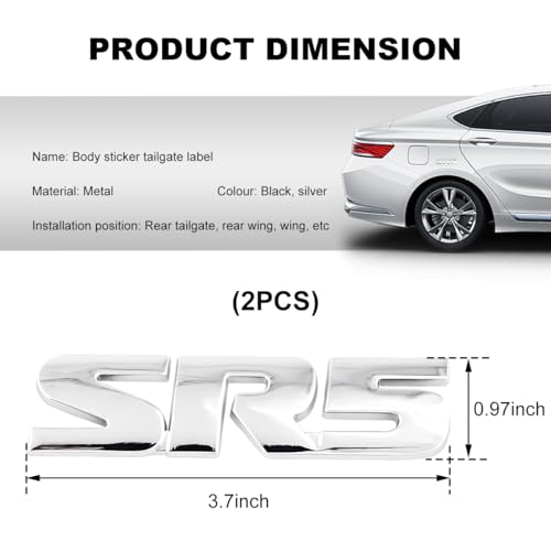 Image of 2 PCS SR5 Metal Emblem, 3D SR5 Nameplate Logo Badge Sticker Car Bumper Decal, Self-Adhesive Metal Emblem Sticker Exterior Decor for Vehicle Trunk Tailgate Side Fender (Silver)