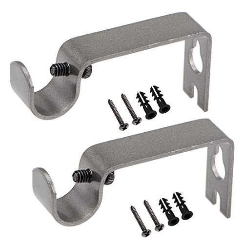 uxcell Curtain Rod Bracket Iron Single Holder Support for 16mm Drapery Rod, 73 X 36 X 16mm Gray 2Pcs