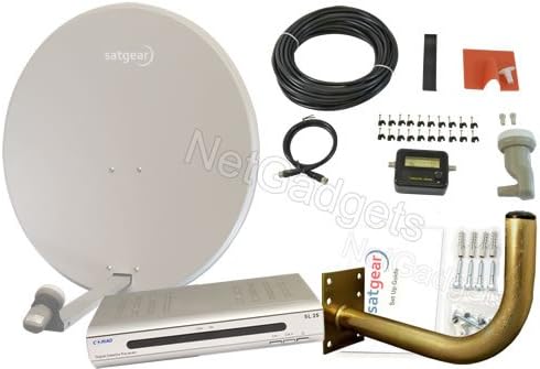 Satgear High Gain 80cm Motorised Satellite Dish and Receiver Kit - Off-White Dish