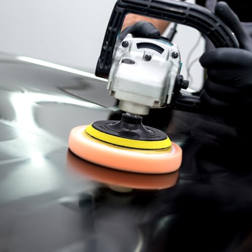 WYYFXY® 3 Stück Klett Schleifteller 125mm Klett Schleifpapierteller für Exzenterschleifer/Winkelschleifer, mit Bohradapter M14 inkl. Spanndorn für Schleifpapier | Schleifscheiben