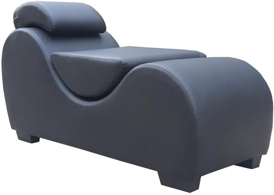 Kingway Yoga, Stretching, Relaxation Modern Faux Leather Living Room Curved Chaise Lounge, Large, Black (Yoga-L-Black)
