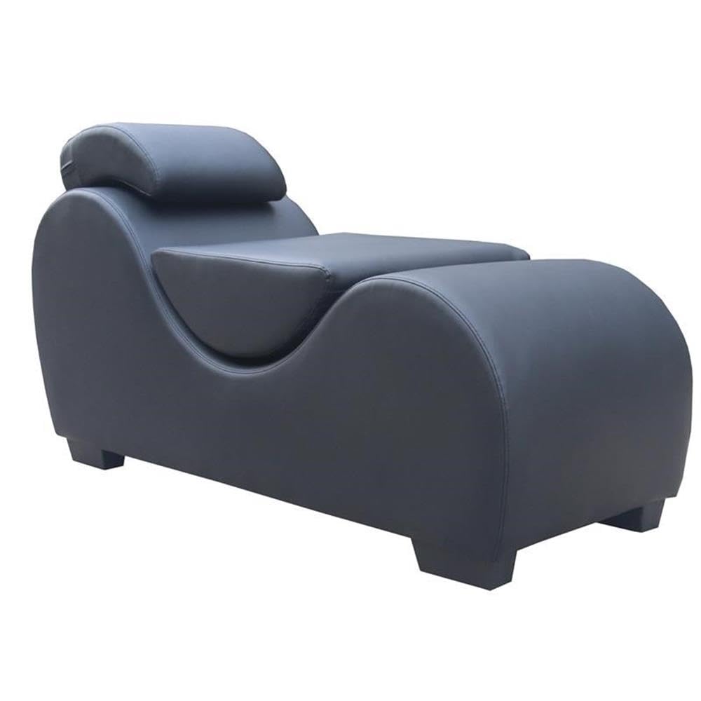 Kingway Yoga, Stretching, Relaxation Modern Faux Leather Living Room Curved Chaise Lounge, Large, Black (Yoga-L-Black)