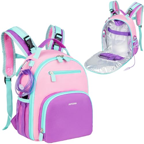 Feeding Pump Backpack Compatible with Kangaroo Joey/EnteraLite Infinity, Enteral Feeding Tube Bag Backpack for 500ml Bag, G Tube, J Tube or GJ Tube, Pink&Purple, Bag Only