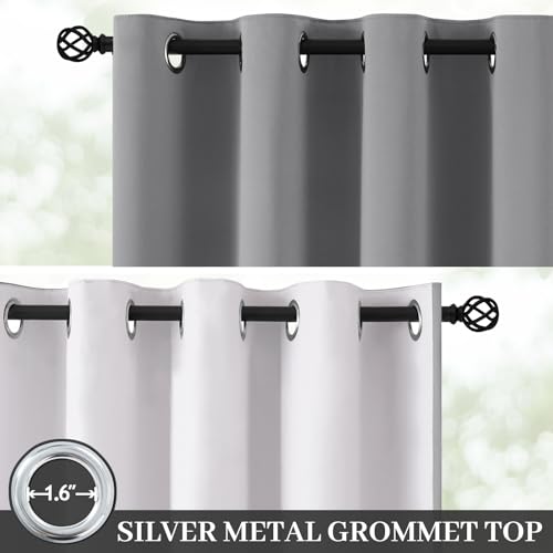 Image of Yakamok Dove Grey 100% Blackout Curtains 84 Inches Long 50 inch Wide 2 Panel | Blackout Curtain Panels for Bedroom, 2 Thick Layers Grommet Top Thermal Insulated Drapes with White Back for Living Room