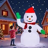 3FT Christmas Inflatable Outdoor Decorations Snowman with Red Hat, Blow up Yard Decorations with Built-in LED Lights for Xmas Party Outside, Yard, Garden, Lawn Decor