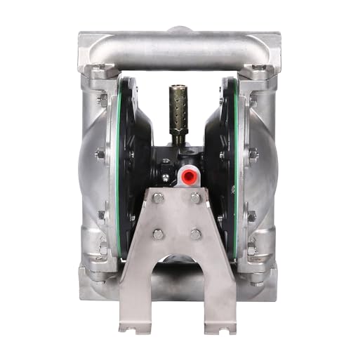 Air Operated Double Diaphragm Pump 1 inch Inlet/Outlet Pneumatic Waste Oil Transfer Pump for Chemical DN25 35GPM Dual Diaphram Teflon by Aluminum alloy 115 PSI (QBY4-25 SS+PTFE 35GPM) by emagene - Used condition - Image 9
