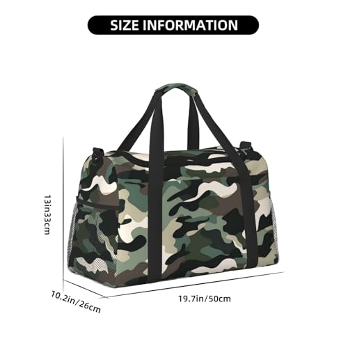 Duffle Bag Green Grey Black Camo Print Travel Duffel Bags for Men Women with Adjustable Strap Carry on Gym Bag Overnight Weekender Bag3