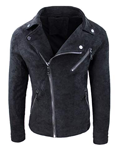 Blouson décontracté en daim noir Evoga idéal pour les sorties en ville