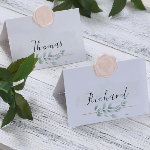 UNIQOOO Wax Seal Stickers - Eucalyptus Wedding Invitation Envelope Seal Stickers, 50 Pcs Self- Adhesive Champagne Stickers, Perfect for Invitation, Christmas, Gift Wrapping, Party by UNIQOOO - Image 4