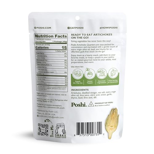 image for POSHI Artichoke Hearts with Basil and Thyme – Ready-to-Eat Snack Pac