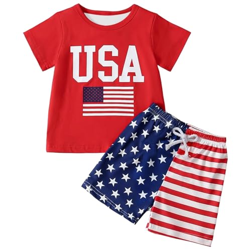 Conjunto de pantalón corto para niño del Día de la Independencia ropa casual de verano #155