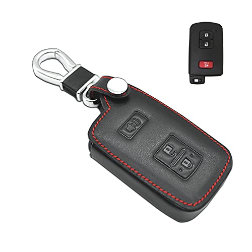 MECHCOS Compatible with fit for HYQ14FBA 2016 2017 Toyota Tacoma Land Cruise Prius V RAV4 3buttons Leather Keyless Entry Remote Control Smart Key Fob Cover Pouch Bag Jacket Case Protector Shell