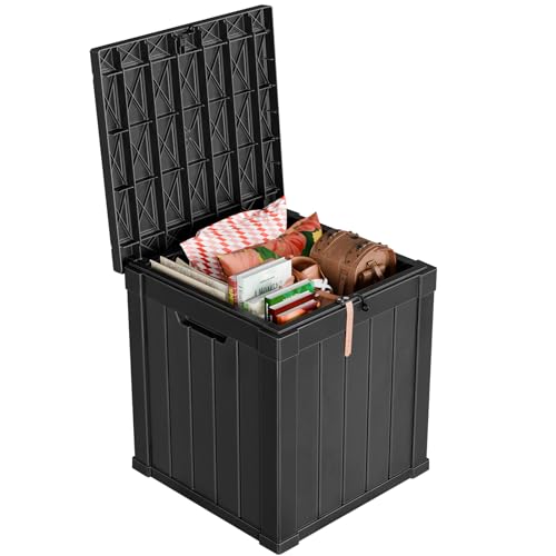 Image of 80 Gallon Deck Box for Outdoor Storage - Waterproof, Lockable, and Doubles as Extra Seating - Perfect for Patio Furniture, Cushions,and Garden Tools (BLACK)
