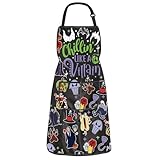 BAUNA Delantal de cocina de villano Chillin Is Like A Villain con bolsillo, diseño de bruja malvada, regalo de inauguración de la casa, Delantal de villano, Taille unique