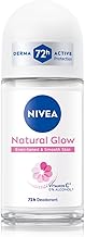 NIVEA Natural Glow Smooth Skin Deodorant Underarm Roll On For Women|Vitamin C,Vitamin E,Avocado Oil And Licorice Extract|72 H Even Toned,Smooth & Bright Underarms|0% Alcohol And Dermat Approved|50 Ml