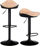 【ALTURA AJUSTABLE】 Al levantar la palanca debajo del asiento para ajustar fácilmente las alturas, los mecanismos de elevación funcionan perfectamente y sin problemas. La altura de las sillas de bar varía de 56,5 cm a 81,5 cm. El asiento se puede girar 360 °, puede cambiar de dirección libremente, este taburete le permite chatear fácilmente con amigos.
