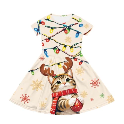 Image of Short Sleeve Dress for Girls with Pockets Cute Toddler Girl Clothes Summer 2-12