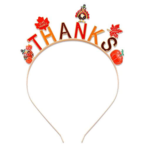 NVENF Thanksgiving Headbands for Women - Rhinestone Letter GIVE THANKS' HAPPY FALL' Hair Hoop Autumn Accessories