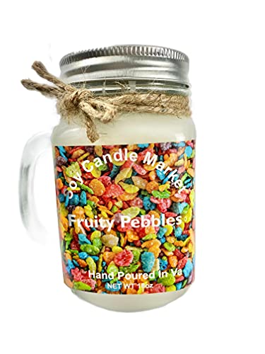 Soy Scented Candles | Handmade & Highly Aromatic Candles Burns Upto 85 Hours in Glass Jar - Perfect for Home Decor, Wedding, Birthday, Dinner (Fruity Pebbs, 12 oz)