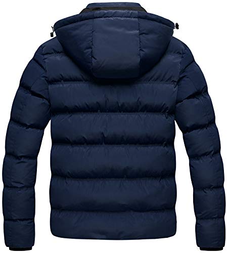 Creatmo Us Men's Quilted Jacket Spring Fall Stand Collar Zipper Coat Warm Parka Overcoat Winter Insulated Puffer Outwear With Detachable Hooded Navy M #TOP1