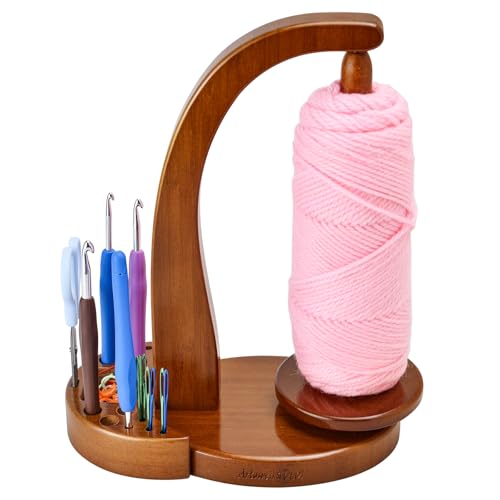 ULOI Crochet Yarn Holder - Upgrade with Crochet Accessories Storage Attachment, Magnetic Wooden Yarn Storage for Knitting Accessories, Perfect for Crocheting and Knitting Projects, Walnut Finish by ULOI - Used condition - US$23.16