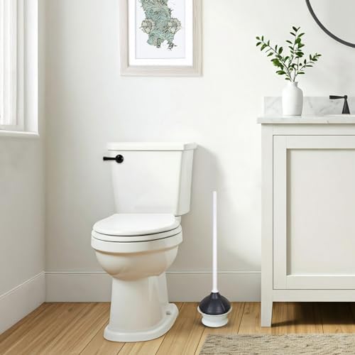 Image of Korky Toilet Plunger and Drip Tray - Fits All Bowl Shapes - Clears Common Clogs - Flexible Rubber for Effective Plunge - All Purpose Power Plunger
