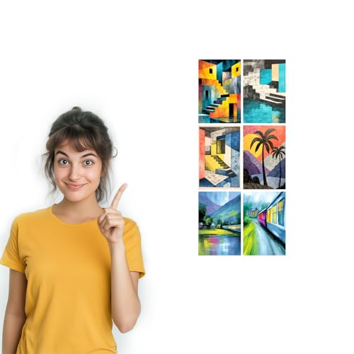 Image of SiddArtify Abstract Architecture Wall Art Poster Print Set - Modern Art Prints for Living Room Bedroom Office - Set of 2-4x6 Inch - Board (Pack of 6) - Sticker (Pack of 6)