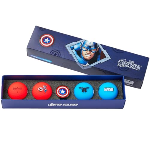 Volvik Vivid Soft Marvel Golf Ball Gift Set with Ball Marker (4 Pack) (Captain America) by Volvik - Used condition - US$17.04