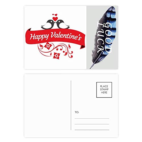 Love Birds - Juego de postales de plumas de la suerte para el día de San Valentín, 20 unidades